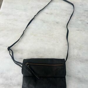 DAY & MOOD Black Leather Crossbody Bag